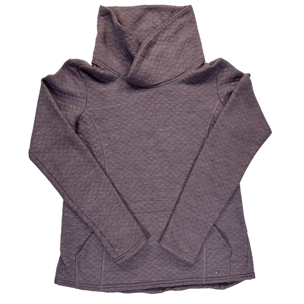 Kuhl Womens Medium Wool Blend Quilted Cowl Neck Hoodie Purple Pullover Sweater
